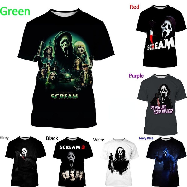 เสื้อยืดลําลอง พิมพ์ลายหนังสยองขวัญ Scream Ghost Face 3 มิติ เป็นที่นิยม เหมาะกับฤดูร้อน สําหรับผู้ช