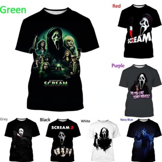 เสื้อยืดลําลอง พิมพ์ลายหนังสยองขวัญ Scream Ghost Face 3 มิติ เป็นที่นิยม เหมาะกับฤดูร้อน สําหรับผู้ชาย และผู้หญิง