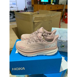 ใหม่ HOKA ONE ONE Clifton 9 Shock Absorption รองเท้าวิ่ง สีชมพู สีขาว 2023 TSQD