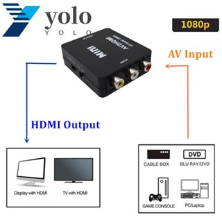 Yolo อะแดปเตอร์แปลง AV เป็น HDMI สายเชื่อมต่อ AV เป็น HDMI เอาท์พุต HDMI แบบพกพา สีขาว สีดํา RCA เป็น HDMI สําหรับกล้อง LCD DVD TV วิดีโอ