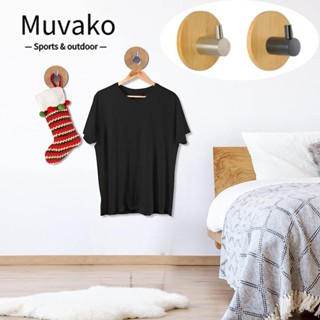 Muvako 4 ชิ้น ไม้ไผ่ เสื้อคลุม ตะขอ, กันน้ํา ติดผนัง ผ้าขนหนู ตะขอ, ชนบท ตกแต่ง สีเงิน สีดํา ที่ทนทาน กาวในตัว ตะขอ ห้องครัว ห้องน้ํา