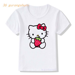 เสื้อยืดแขนสั้น พิมพ์ลายการ์ตูน hello kitty pusheen กราฟิกแมว แฟชั่นฤดูร้อน สําหรับเด็กผู้ชาย และเด็กผู้หญิง