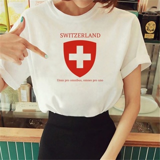 เสื้อยืด พิมพ์ลายการ์ตูนอนิเมะ Switzerland สําหรับผู้หญิง