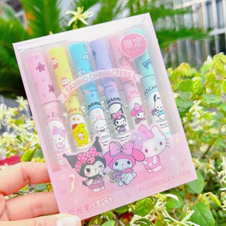 ปากกามาร์กเกอร์ ลายการ์ตูน Sanrio Mymelody น่ารัก หลากสีสัน สําหรับตกแต่งสมุด DIY จํานวน 6 ชิ้น ต่อชุด