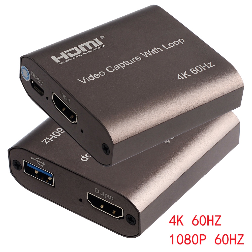 การ์ดจับภาพวิดีโอ 4K 60Hz การ์ดจับภาพ HDMI TV Loop 1080P เกมบันทึกกล่องถ่ายทอดสด USB 2.0 3.0 Grabber