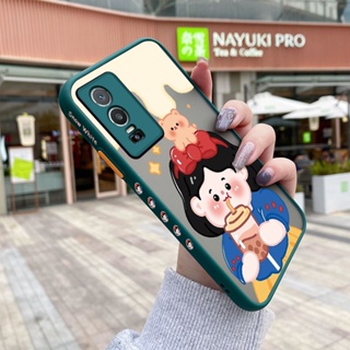 เคสโทรศัพท์มือถือแบบแข็ง ใส กันกระแทก ลายการ์ตูนเด็กผู้หญิงชานม มีลายด้านข้าง สําหรับ VIVO Y76 5G Y76s Y74s 5G