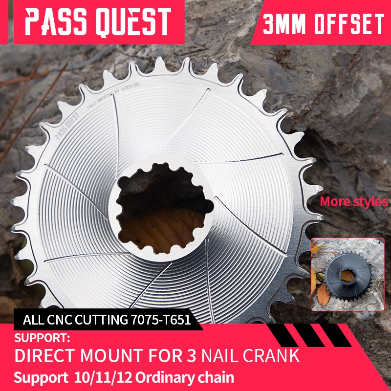 Pass QUEST 3mmOffest AERO รอบแคบกว ้ าง Chainring สําหรับ GXP Direct Mount Crank Gravel Bike GX SX XX จักรยานเสือภูเขา 28-38T