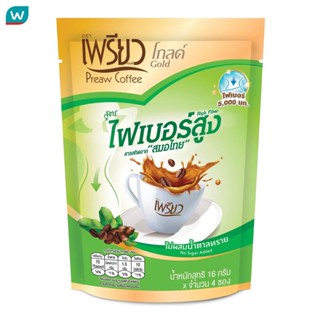 Preaw เพรียว อินสแตนท์ คอฟฟี่ โกลด์ ไฟเบอร์ 4ซอง (ไม่ผสมน้ำต…