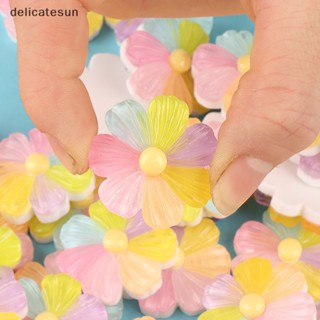 Delicatesun 2 ชิ้น เรืองแสง ที่มีสีสัน ดอกซากุระ เรซิน ด้านหลังแบน สมุดภาพ บ้าน ฟิกเกอร์ ดอกไม้ DIY อุปกรณ์ตกแต่ง งานฝีมือ กิ๊บ อุปกรณ์ ดี