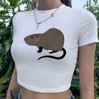 Nutria เสื้อครอปท็อป 90s แฟชั่นเกาหลี ฮาราจูกุ โกธิค 2000s