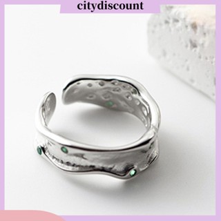 &lt;citydiscount&gt; แหวนเพทาย ทรงเรขาคณิต สีเขียว ปรับได้ เครื่องประดับ สําหรับผู้หญิง