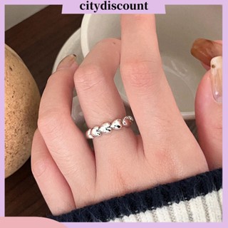 &lt;citydiscount&gt; แหวนเงิน รูปหัวใจ ขนาดเล็ก ปรับขนาดได้ ไม่ทําให้เกิดอาการแพ้ เครื่องประดับแฟชั่น สําหรับผู้หญิง