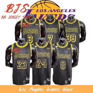 【BJS �� Los Angeles Lakers เลขที่. เสื้อกีฬาบาสเก็ตบอล James สีดํา 6 ชิ้น