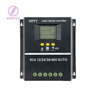 เครื่องมือควบคุมอัตโนมัติ 80A MPPT PWM 12V 24V 36V 48V พร้อมหน้าจอ LCD และ Dual USB