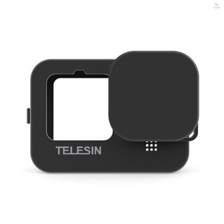 TELESIN Action Camera Protective Case Cover Soft Silicone with Lens Cap Lanyard Protection Accessories Replacement for   9 10 Black Camera