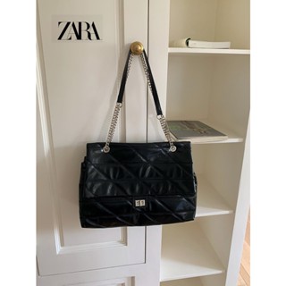 Zara กระเป๋าสะพายไหล่ลําลอง จุของได้เยอะ ทรงเมสเซนเจอร์ ประดับเพชร แฟชั่นสําหรับสตรี