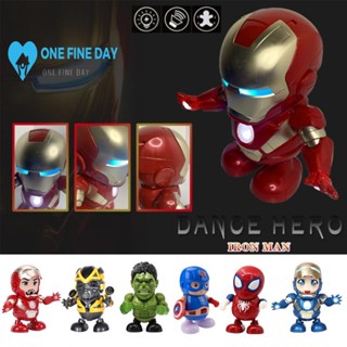 ของเล่นหุ่นยนต์เต้นรํา Ironman Spiderman Bumblee ใช้แบตเตอรี่ W1C2