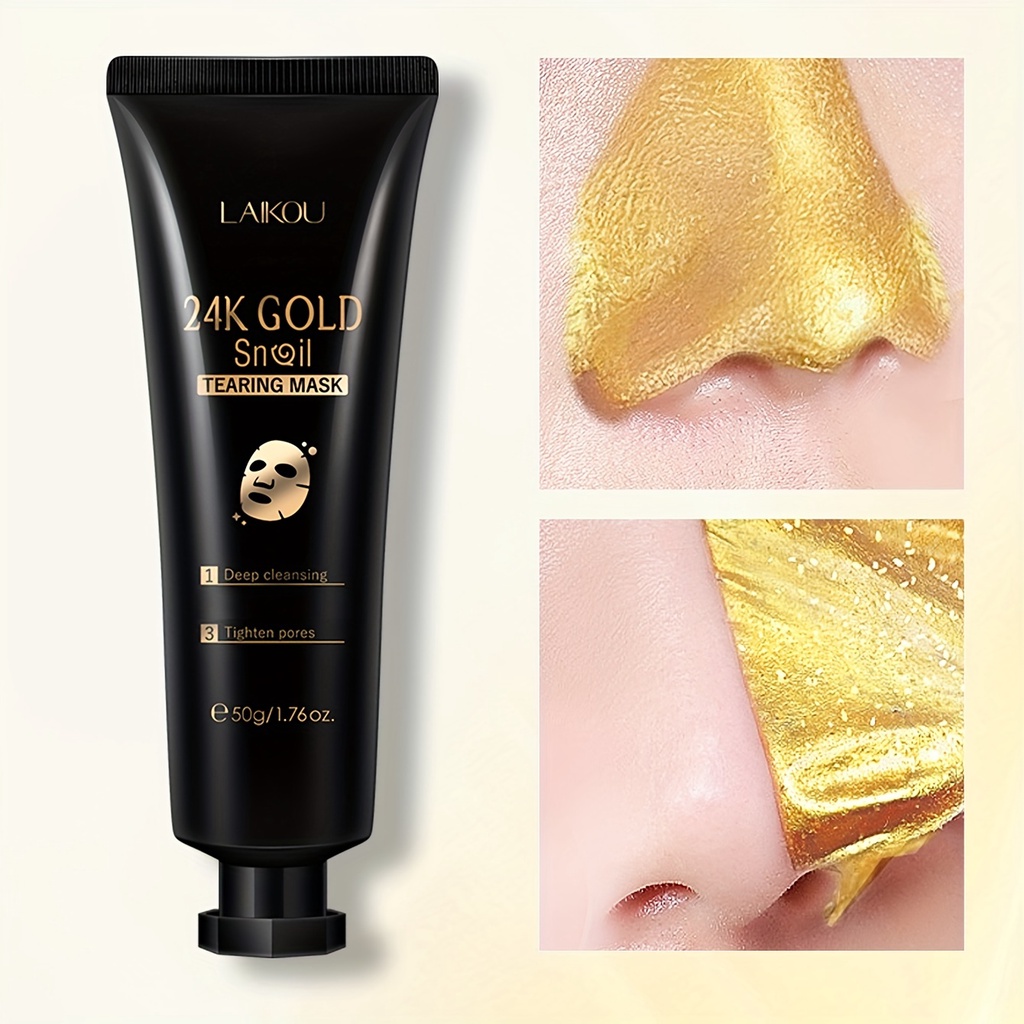 Laikou มาส์กหน้าลอกออก ทองคํา 24K 50 กรัม 1.76 ออนซ์ ให้ความชุ่มชื้น ควบคุมความมัน อย่างอ่อนโยน ทําความสะอาดรูขุมขน ขจัดสิ่งสกปรก สําหรับทุกสภาพผิว ผู้ชาย และผู้หญิง