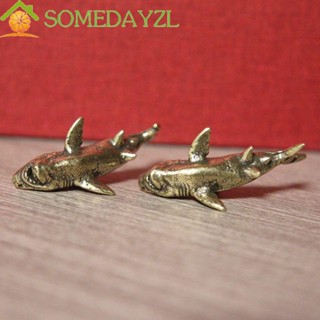 Somedayzl พวงกุญแจ จี้รูปปั้นฉลาม ทองเหลือง ขนาดเล็ก สไตล์โบราณ สําหรับรถยนต์