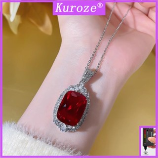 Kuroze หรูหรา ทับทิม จี้แฟชั่น สีแดง เพชร สร้อยคอ ไพลิน กระดูกไหปลาร้า โซ่ เครื่องประดับดี