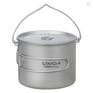 Lixada แก้วน้ําไทเทเนียม น้ําหนักเบา พร้อมฝาปิด และที่จับพับได้ ขนาด 750 มล. 900 มล. 1100 มล. สําหรับตั้งแคมป์ ปิกนิก กลางแจ้ง