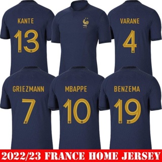 เสื้อกีฬาแขนสั้น ลายทีมชาติฟุตบอล World Cup France HQ7 22-23 Mbappe Kante Griezmann Varane Benzema QH7