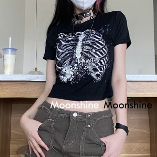 Moon เสื้อครอป เสื้อแฟชั่นผู้หญิง y2k สีพื้น สําหรับผู้หญิง ใส่ไปคลับ ปาร์ตี้ 2023 NEW 072182