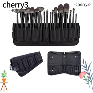 Cherry3 กระเป๋าใส่แปรงแต่งหน้า เครื่องสําอาง หนัง PU กันน้ํา มีซิป 29 หลุม อุปกรณ์เสริม สําหรับผู้หญิง