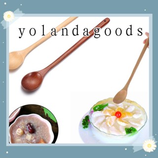 Yola ช้อนไม้ ด้ามจับยาว สไตล์ญี่ปุ่น ของใช้ในครัวเรือน สําหรับชงชา ขนมหวาน