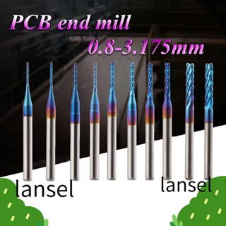 LANSEL เครื่องเจียรมิลลิ่ง PCB 0.8-3.175 มม.|อุปกรณ์ตัดขอบ เคลือบไทเทเนียม สีฟ้า