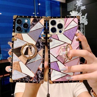 เคสโทรศัพท์มือถือ ทรงสี่เหลี่ยม กันกระแทก ประดับเพชร หรูหรา สําหรับ OPPO A15 A15S A16 A98 A78 A98 A58 A57 A77 A96 A95 A91 A92S A93 A9 A7X A93 5G