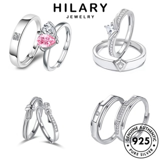 HILARY JEWELRY แท้ เครื่องประดับ Silver เรียบง่าย เกาหลี แฟชั่น มอยส์ซาไนท์ไดมอนด์ เงิน แหวน 925 คู่รัก เครื่องประดับ ต้นฉบับ M064