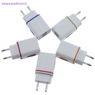 Newsandthen1 อะแดปเตอร์ชาร์จ USB รูปหยดน้ํา LED พอร์ตคู่ 5V 2A สําหรับโทรศัพท์ ปลั๊ก EU