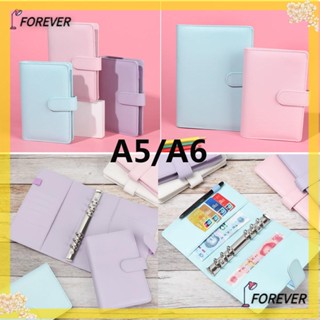 สมุดโน้ตบุ๊ก ปกหนัง PU 6 รู ขนาด A6 A5 พร้อมห่วงหัวเข็มขัด เติมได้ หลากสี สําหรับสํานักงาน