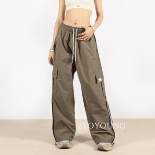 2TOYOUNG  กางเกงขายาว คาร์โก้ กางเกง เชือกอเมริกันคลาสิค Cargo pants 2023 NEW 072658 Trendy ทันสมัย Chic สวยงาม A90M0AP 36Z230909