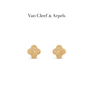 [พร้อมส่ง] Vca Van Cleef &amp; Arpels Alhambra ต่างหู จี้รูปใบไม้สี่แฉก สีโรสโกลด์ สีเหลือง K Gold