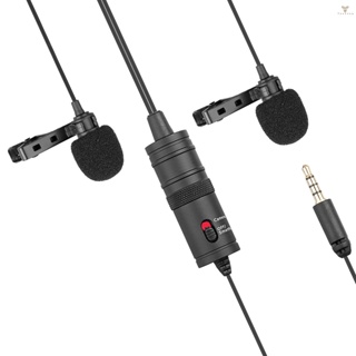 Fw Dual Omni-directional Lavalier Microphone Lapel Clip-on Condenser Microphone for    DSLR Camera Camcorder for iPhone Samsung Huawei Smartphone Audio Recorders PC &amp;