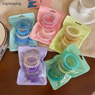 [highbuying] ยางรัดผม แบบเกลียว ยืดหยุ่น สีแคนดี้ แฟชั่นฤดูร้อน สําหรับผู้หญิง 6 ชิ้น