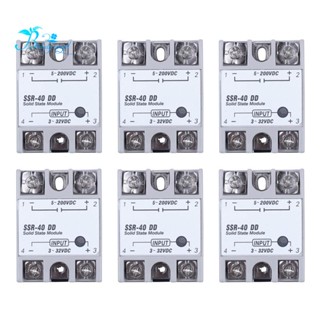 รีเลย์โซลิดสเตทเฟสเดี่ยว DC-DC SSR-40DD 40A DC3-32V DC5-60V สีขาว และสีเงิน 6 ชิ้น