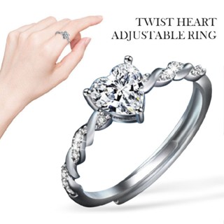 New Twist Heart Adjustable Ring 925 Sterling Silver Womens Girls Jewellery Gifts