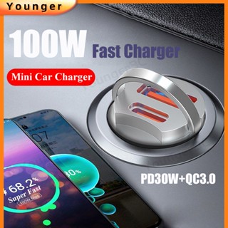 อะแดปเตอร์ชาร์จโลหะ 100W PD30W Dual USB PD+QC3.0 สําหรับยานพาหนะ