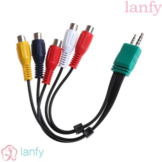 Lanfy สายอะแดปเตอร์สัญญาณเสียงวิดีโอ 3.5 มม. + 2.5 มม. เป็น 5RCA ความละเอียดสูง หลากสี สําหรับคอนโซล LCD TV DVD Game