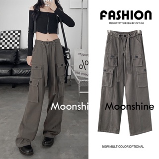 Moon  กางเกงขายาว คาร์โก้ กางเกง เชือกอเมริกันคลาสิค Cargo pants 2023 NEW 072804 พิเศษ Korean Style Beautiful ทันสมัย A93L4QL 36Z230909