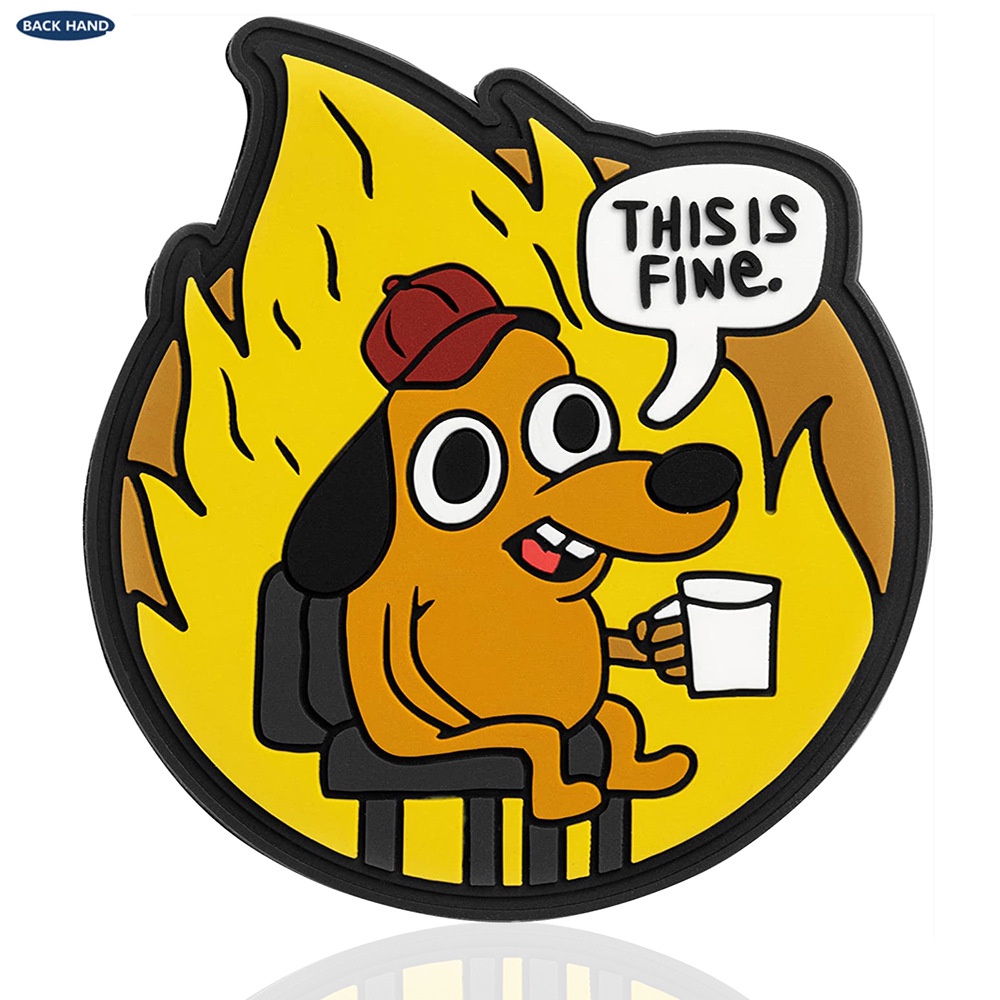 This fine meme Dog Drinking Coffee Fun Amazon Badge Velcro Badge