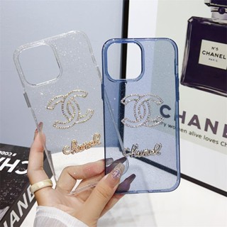 เคสโทรศัพท์มือถือแบบแข็ง ใส แต่งกลิตเตอร์ เพชร หรูหรา สําหรับ iPhone 14 Pro Max 13 12 Pro Max