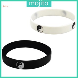 Mojito สายรัดข้อมือยางซิลิโคน สีดํา สีขาว สําหรับเล่นกีฬา