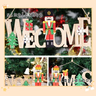 Simple จี้ไม้ Welcome Xmas Noel สําหรับแขวนตกแต่งต้นคริสต์มาส