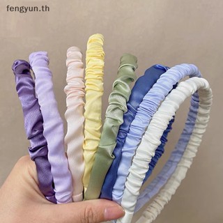 Fengyun ที่คาดผม แบบจับจีบ น่ารัก สไตล์เกาหลี หวานแหวว สีพื้น เครื่องประดับแฟชั่น สําหรับผู้หญิง TH