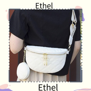 Ethel1 กระเป๋าคาดอก กระเป๋าสะพายไหล่ หนัง PU มีซิป สีพื้น ลายตารางหมากรุก แฟชั่นสําหรับผู้หญิง