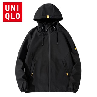 พร้อมส่ง Uniqlo เสื้อแจ็กเก็ต เสื้อกีฬา กันลม มีฮู้ด กันน้ํา ลําลอง คุณภาพสูง สําหรับผู้ชาย